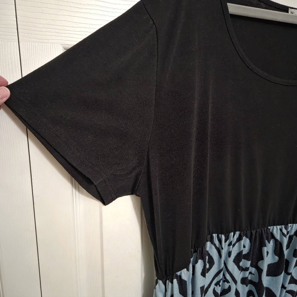 Nemidor Black and Blue Patterned Maxi Dress Size 24 - Picture 8 of 11